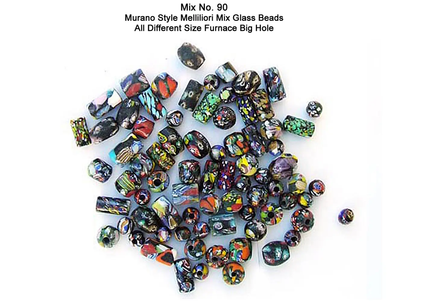Murano Style Mellifiori Mix Glass Beads all different sizes furnace big hole